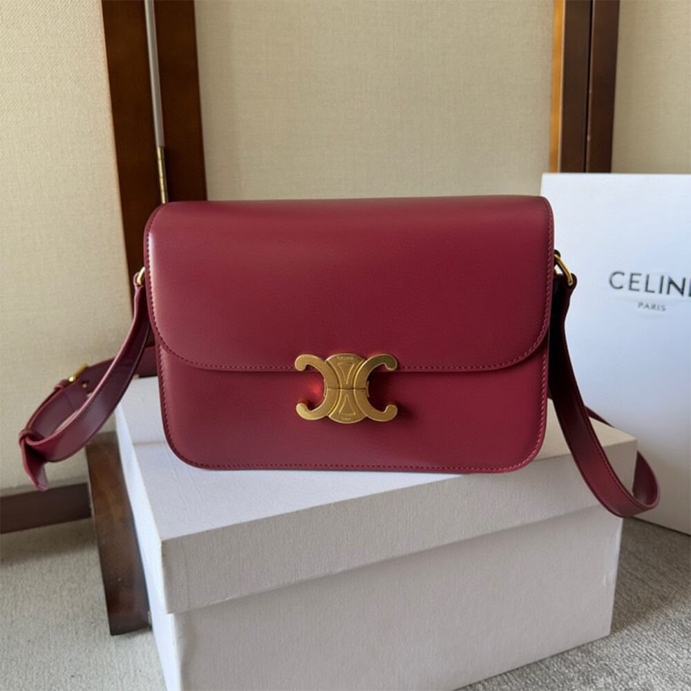 CELINE CLASSIQUE TRIOMPHE BAG in shiny calfskin(HIGH-END GRADE)